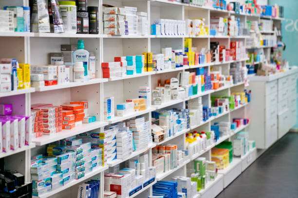 istock Shelves with medicaments in pharmacy 1502427908