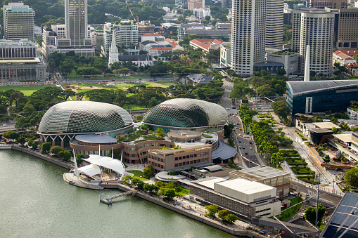 Marina Bay, Singapore - September 3, 2022 : Aerial View Of Downtown Singapore With Skyscrapres.