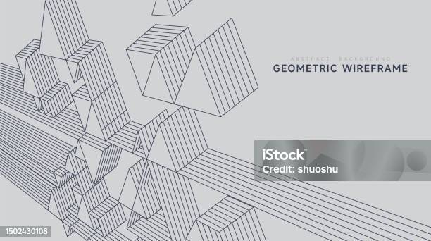 Abstract Geometric 3d Line Structure Wireframe Pattern Background For ...