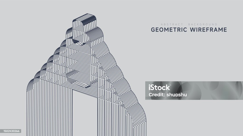 Abstract Geometric 3d Line Structure Wireframe Pattern Background For ...