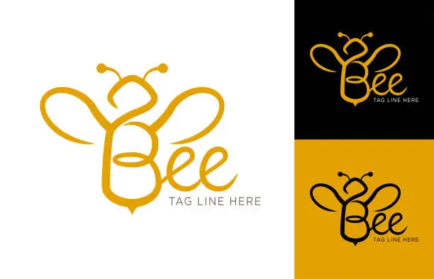 Vector illustration of Honey Bee Sweet Honey Brand Symbol Template