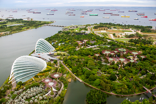 Marina Bay, Singapore - September 3, 2022 : Aerial View A Famous Garden In Singapore.