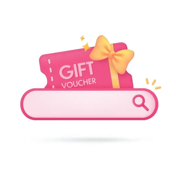Vector illustration of App search bar gift box promotion discount product festival season 3d illustration
