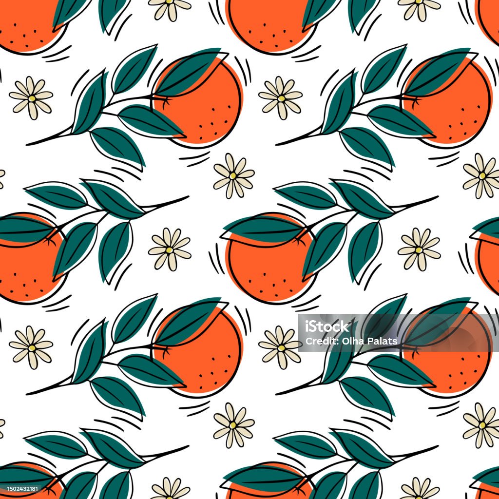Pattern Using Oranges Oranges In Doodle Style Seamless Repeating Pattern Bright Print For ...