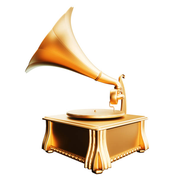 istock Golden gramophone on a white background. 1502433824