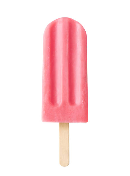 Pink fruit and berry popsicle isolated on white background Pink fruit and berry popsicle isolated on white background. Watermelon, strawberry and raspberry flavor popsicle stick stock pictures, royalty-free photos & images