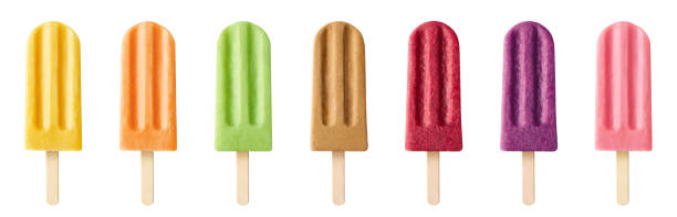 Set of various colorful fruit and berry popsicles on white background Set of various colorful fruit and berry popsicles isolated on white background popsicle stick stock pictures, royalty-free photos & images