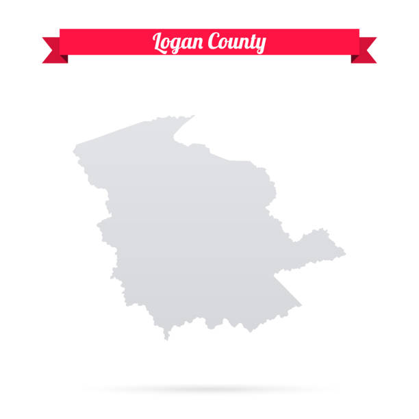 Logan County, West Virginia. Map on white background with red banner Map of Logan County - West Virginia, isolated on a blank background and with his name on a red ribbon. Vector Illustration (EPS file, well layered and grouped). Easy to edit, manipulate, resize or colorize. Vector and Jpeg file of different sizes. logan west stock illustrations