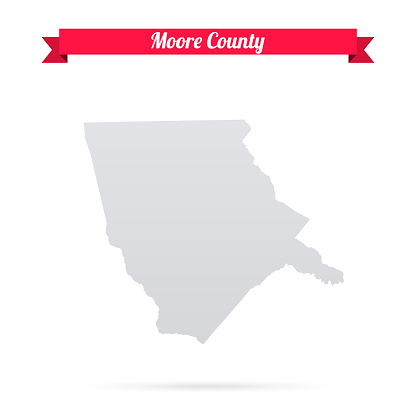 Map of Moore County - North Carolina, isolated on a blank background and with his name on a red ribbon. Vector Illustration (EPS file, well layered and grouped). Easy to edit, manipulate, resize or colorize. Vector and Jpeg file of different sizes.
