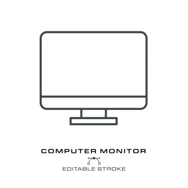 Vector illustration of Computer Monitor Icon - Editable Stroke
