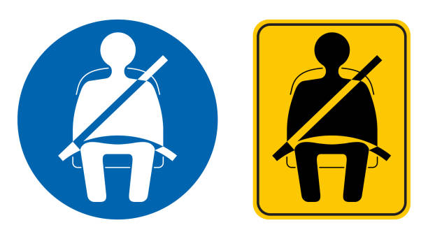 zapinaj pasy bezpieczeństwa, znak uwagi - warning sign seat belt stock illustrations