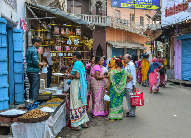Pushkar, India - Nov 5, 2017. Street in Pushkar, India. Pushkar is a pilgrimage site for Hindus and Sikhs, located in State of Rajasthan.