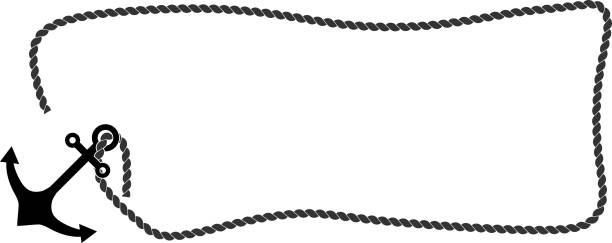 anchor rope frame Anchor circular rope frame with copy space fot text or design anchor chain stock illustrations