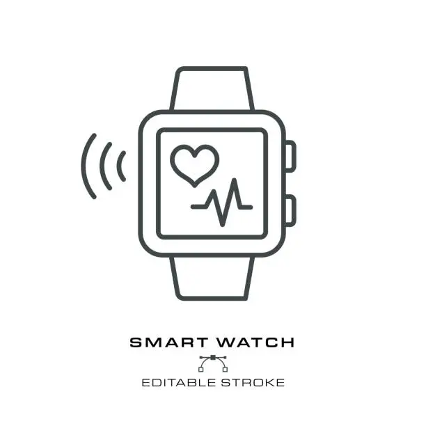 Vector illustration of Smartwatch Icon - Editable Stroke