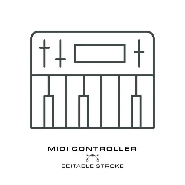 Vector illustration of Sound mixer / Midi controller Icon - Editable Stroke