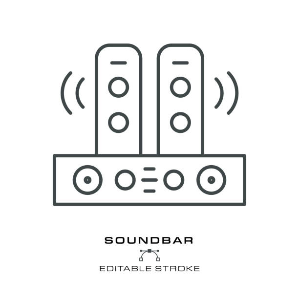 Soundbar and speakers Icon - Editable Stroke vector art illustration