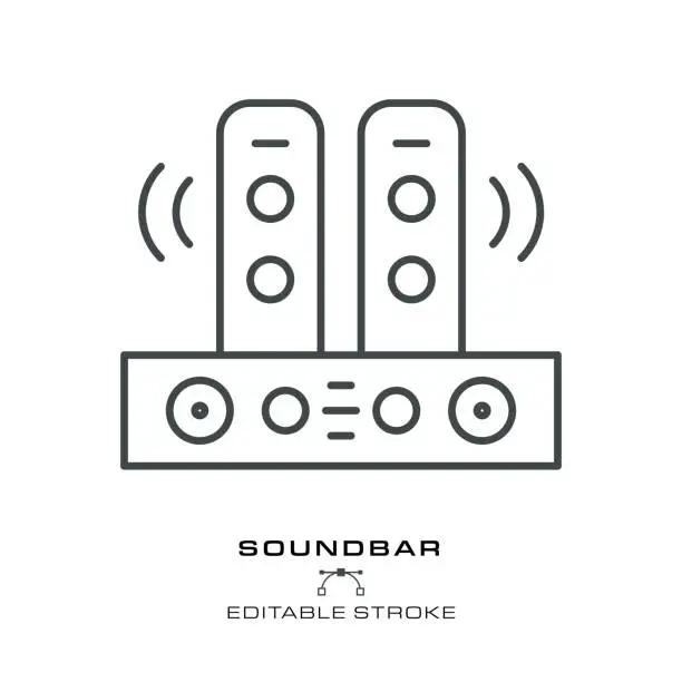 Vector illustration of Soundbar and speakers Icon - Editable Stroke