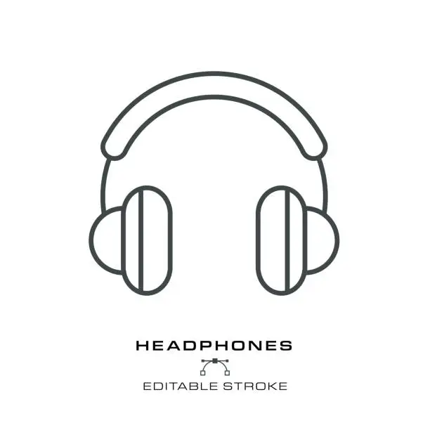 Vector illustration of Headphones Icon - Editable Stroke