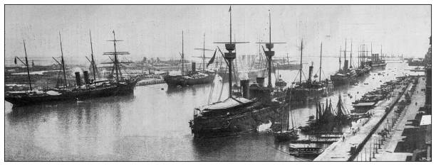 istock Antique image from British magazine: Spanish American War, Admiral Camara's Fleet, Port Said 1502462625