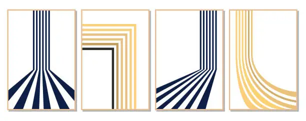 Vector illustration of Vector Flowing Striped Banner Template Abstract Background Collection