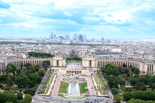 Spectacular Paris city view from The Eiffel Tower, France