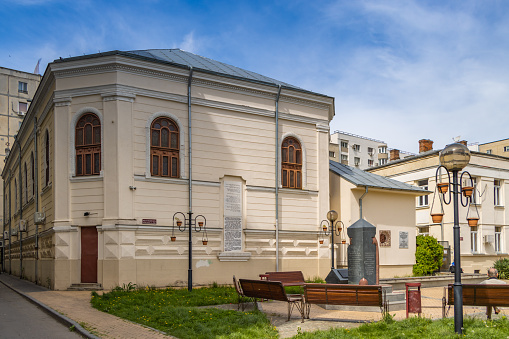 BUCHAREST, ROMANIA. Great synagogue at the center of city of Bucharest, Romania.
