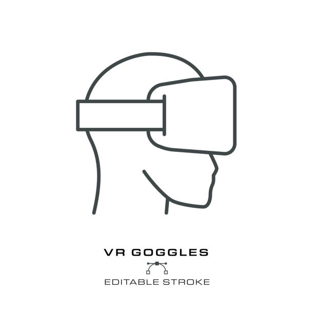 VR Goggles Icon - Editable Stroke vector art illustration