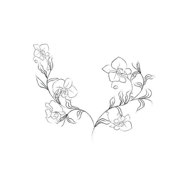 Arrangement floral d’orchidée dessiné à la main. Élément de design décoratif floral. Couronne - 1 - Illustration vectorielle