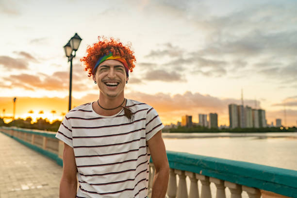 istock Red-haired man portrait on bridge in Recife 1502523264