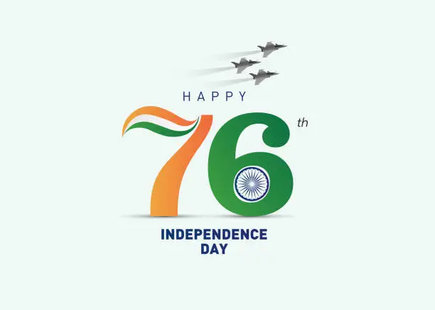 Vector illustration of 76th independence day of India vector