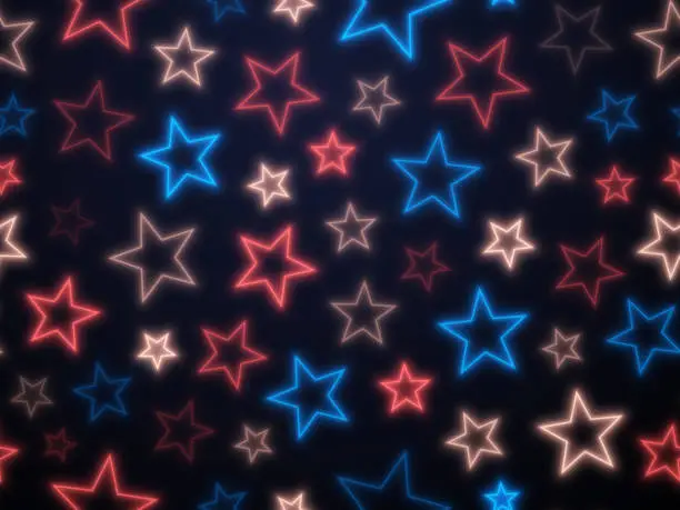 Vector illustration of Seamless Patriotic Glowing Stars Abstract Background