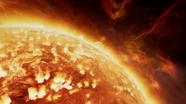 sonnensystem protostern sonne sol nahaufnahme von ausbrechenden nebelgasen in den tiefen des weltraums - eruption stock-fotos und bilder