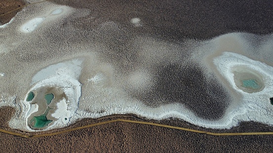 Drone view of Lagoon Baltinache in San Pedro of Atacama Chile