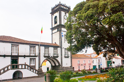 Town Hall of Ribeira Grande, Sao Miguel island, Azores,Portugal. Beautiful 16th century palace.