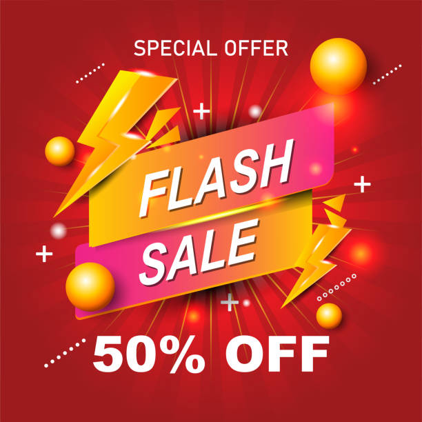 Flash Sale 50% Template - ilustração de arte vetorial