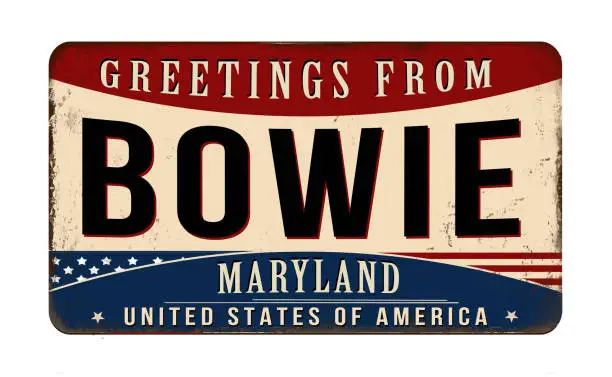 Vector illustration of Greetings from Bowie vintage rusty metal sign