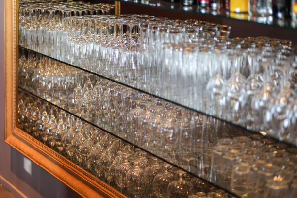 istock Lines of glasses on the shelfs 1502553517
