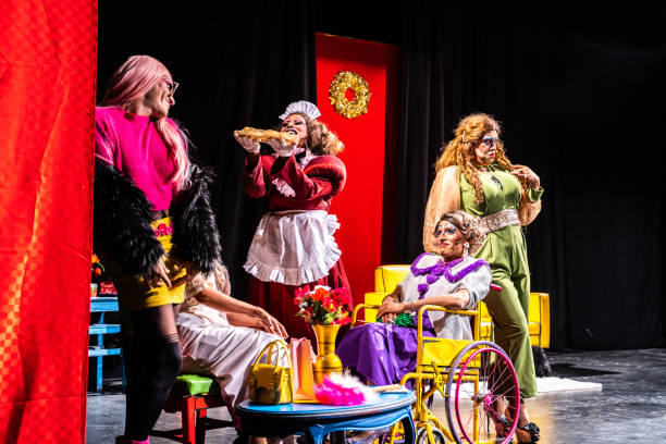 istock Drag queen artists performing a play in the theater 1502556782