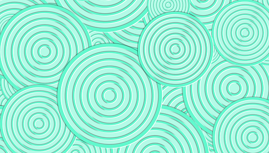Concentric Circles - Abstract Background of Multi-layered Circular Shapes - Aqua - Trendy Op Art Style