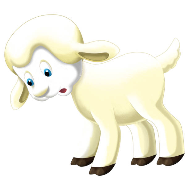 istock cheerful cartoon scene with funny looking farm sheep smiling illustration for children 1502560447