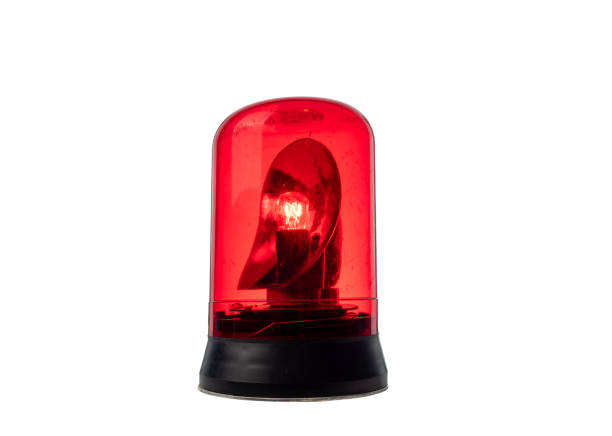 istock Red flasher on a white background. Red signal beacon. 1502560528