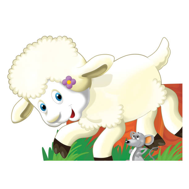istock cheerful cartoon scene with funny looking farm sheep smiling illustration for children 1502560773