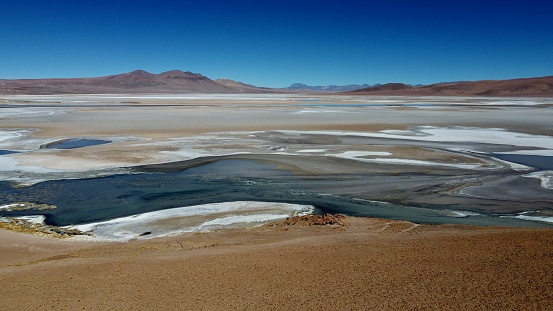 Drone view of Salar de Atacama in Chile - Bolivia