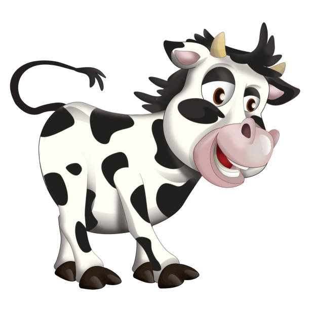 istock cheerful cartoon scene with funny looking cow calf illustration for children 1502561104