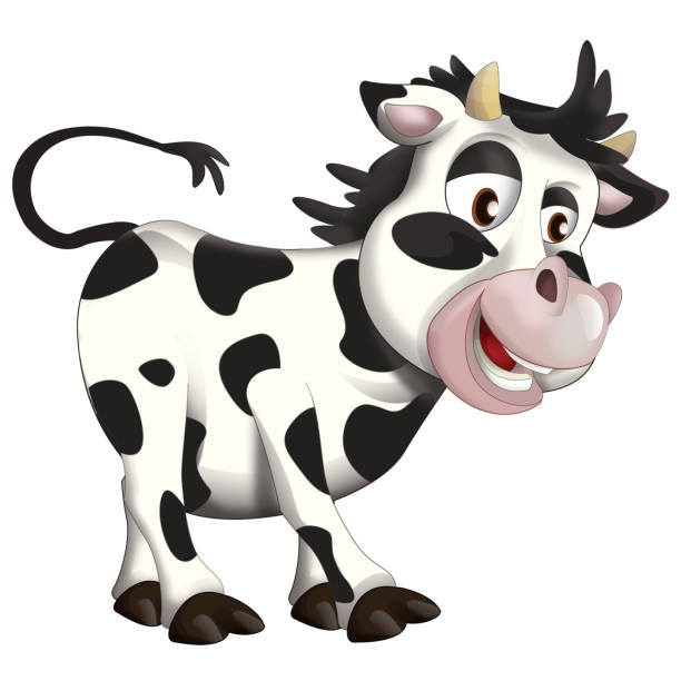 istock cheerful cartoon scene with funny looking cow calf illustration for children 1502561184