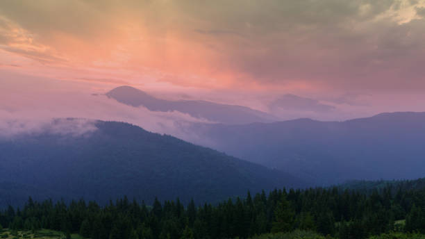 istock Surrealistic mountains sunset. Unusual landscape. Copy space abstract background. 1502563372