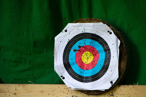 target pack used for archery and crossbow shooting containing two arrows