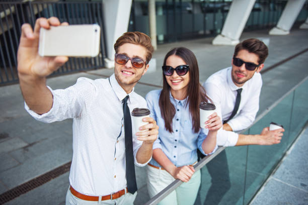 Business people with gadget