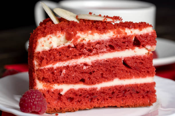 istock Red cake with cream and raspberry flavor 1502569159
