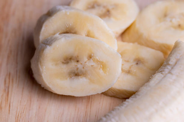 istock Sliced ripe banana on a cutting board 1502569429